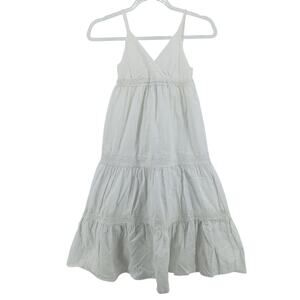 American Living White Tiered Midi Dress Girls 10 Cottage Garden Sundress Boho